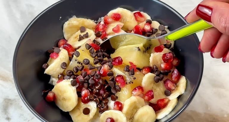 Add the topings to the coconut rice cream