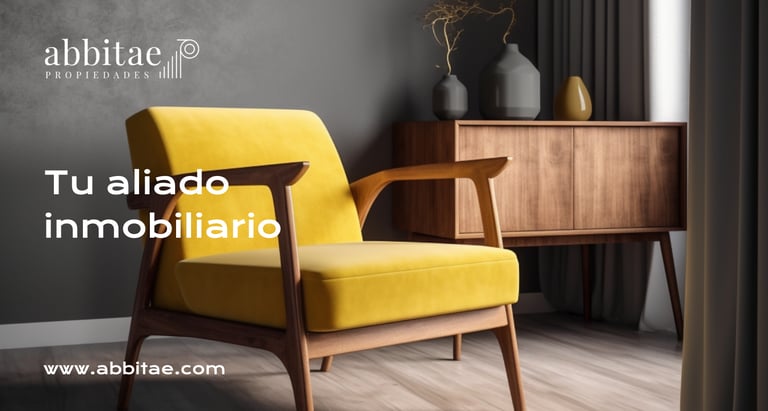 Una silla con una silla amarilla y una mesa con jarrones.