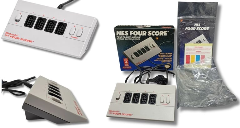 O adaptador multijogador NES Four Score foi lançado pela Nintendo 1990