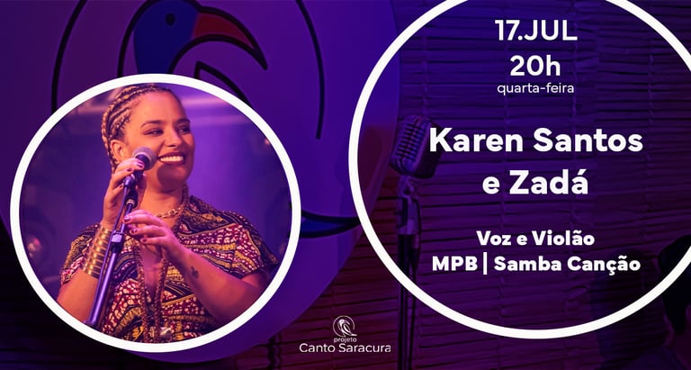 Karen Santos no "Canto Saracura" MPB ao vivo "Saracura Cozinha Vegetariana" na Granja Viana Cotia.