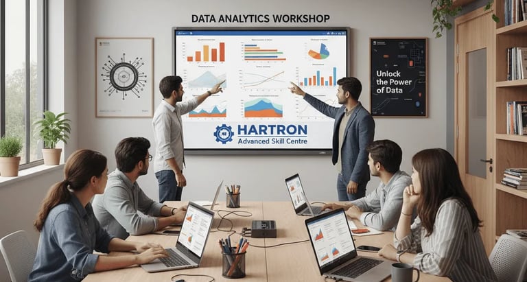 Students analyzing data visualizations on a large projector screen in a classroom