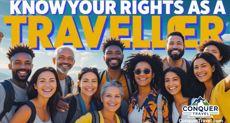 a group of people standing in front of a mountain