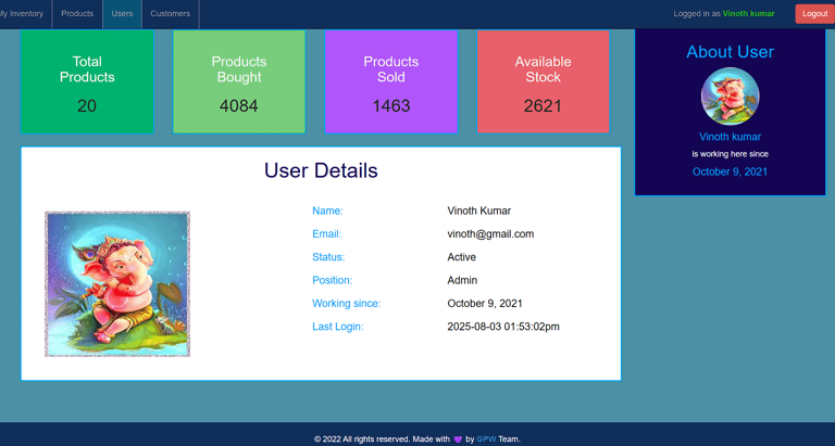 Inventory Management System - View User Page