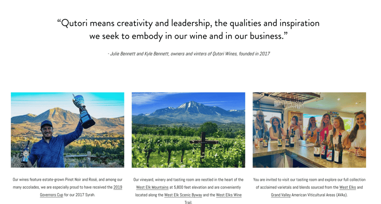 Qutori Wines website refresh by Robin Arthur in Paonia, Colorado