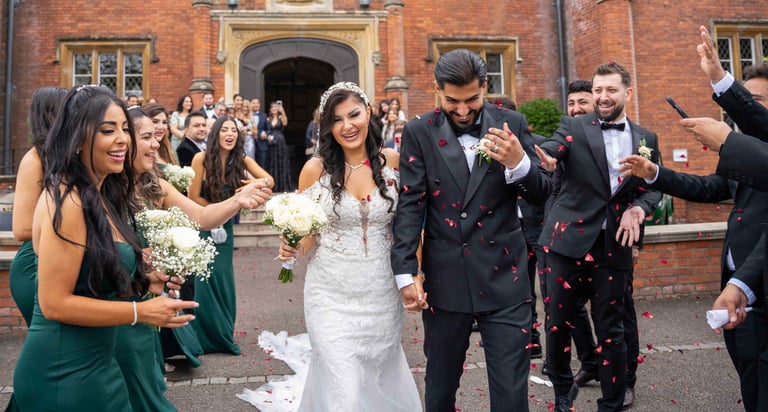 Bride and groom celebration outside the venue, shot by Fred Art Studio