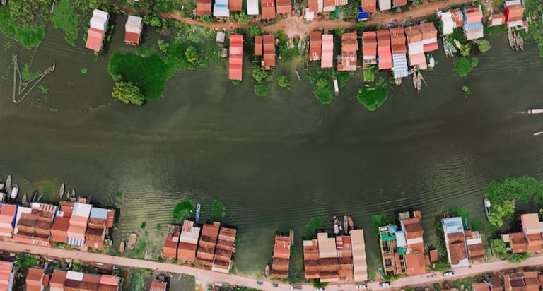 Flooded coastal community