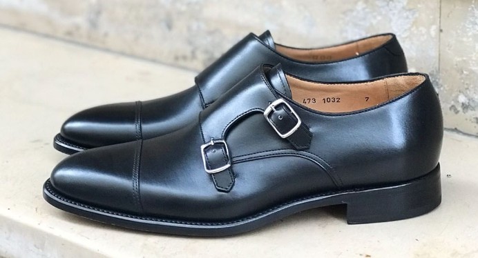 chaussures homme double boucles noir