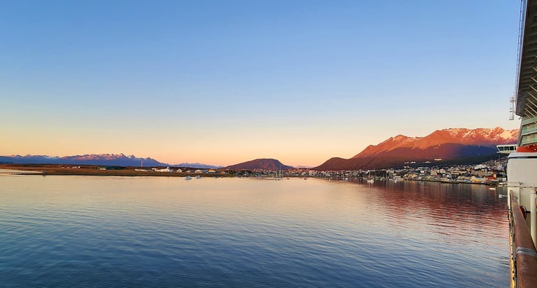Early Morning in Ushuaia, Argentina taken from the ship