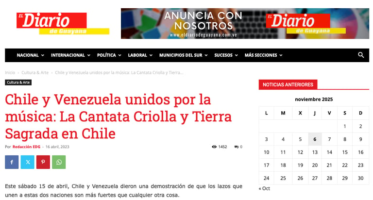 Eloy Rojas Quintero y la Cantata Criolla en Chile