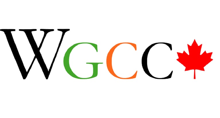 Walsh Green Climber Canada logo features the letters 'WGCC' and the maple flag