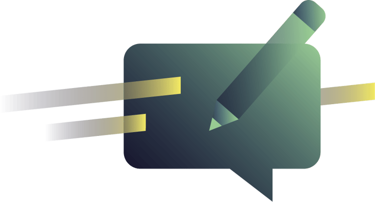 Speech bubble icon with pencil representing blog content
