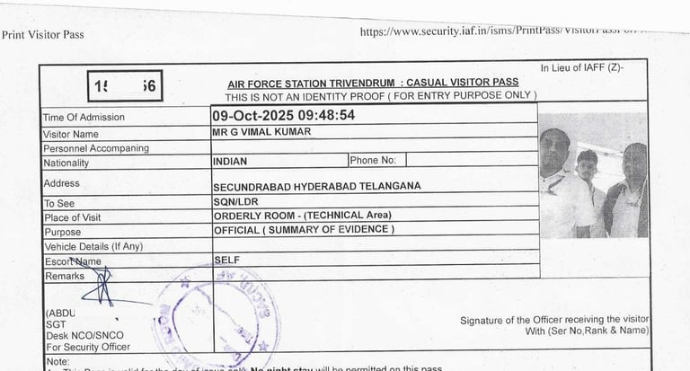 G Vimal Kumar CTO Cyber Privilege 8977308555 proudly stood at Air Force Station Trivandrum, HQ South