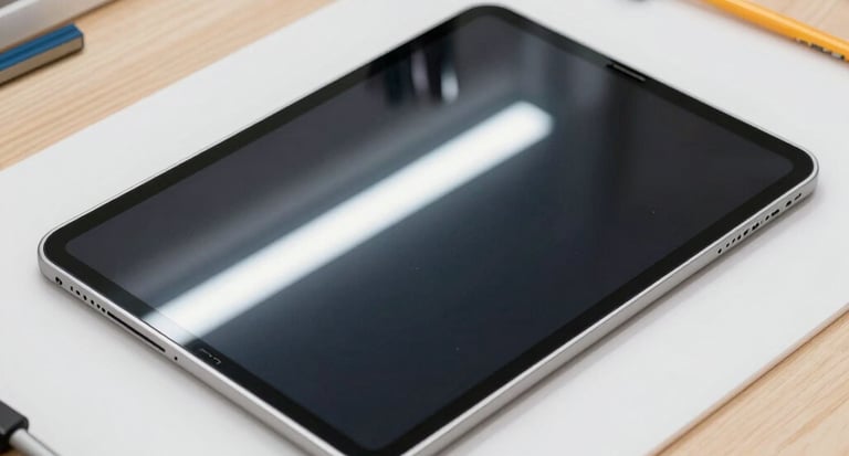 A modern laptop opened on a desk with visible hardware components being carefully inspected.