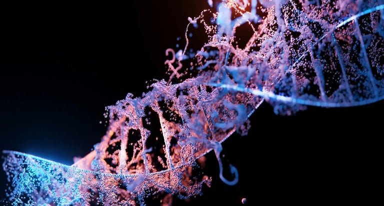 Abstract 3D illustration of a glowing DNA