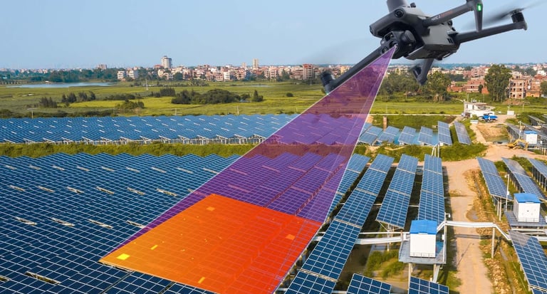 Termal drone ile güneş paneli denetimi.