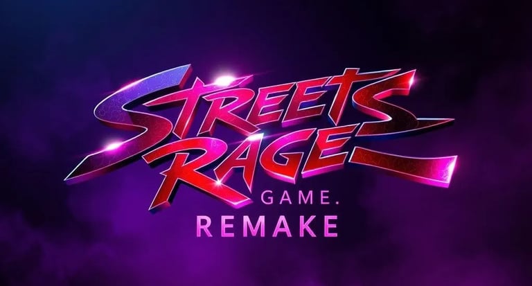 neon logo for the game streets of rage remake