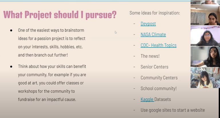 STEM workshop about passion projects by IntelliHer