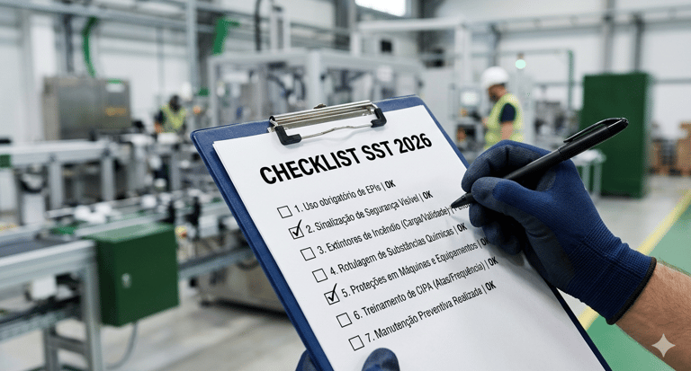 Checklist de auditoria SST para mudanças de processos e conformidade legal.