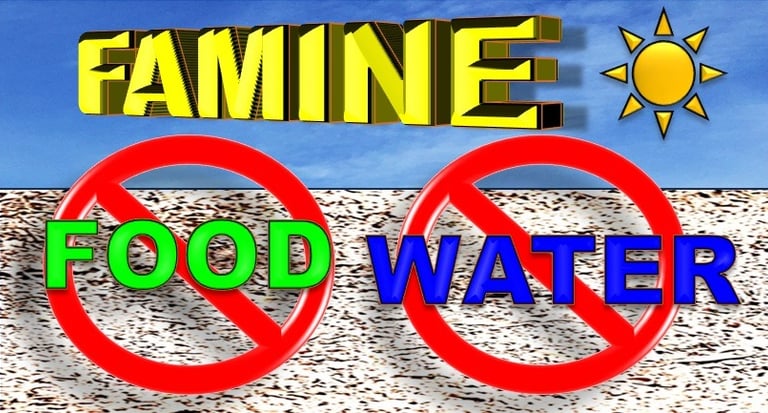 Famine means no food or water. Designed by Debbie Dunn using PowerPoint & Paint