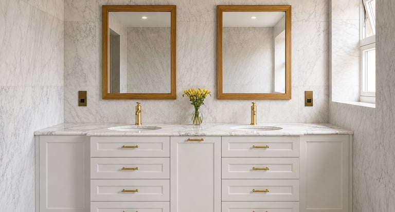 Custom vanity unit with double washbasin