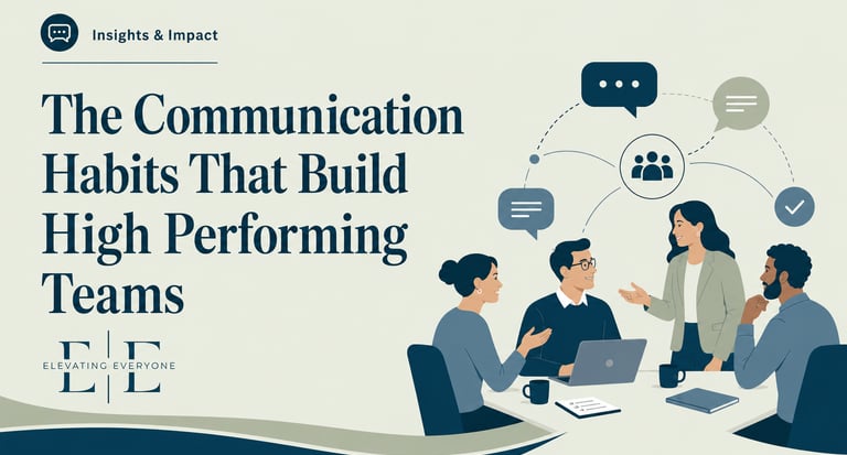 Illustration of a diverse business team collaborating to build effective communication habits for high performance.