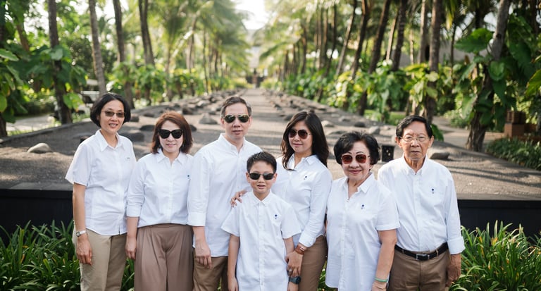Elegant family portrait during a beach family session at St Regis Bali