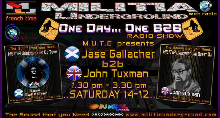 a poster for a radio show with dj John Tuxman