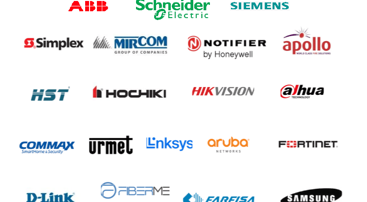 ABB - Schneider - Notifier – Apollo – Simplex – Bosch – Hikvision - HST  - Bavaria – Tyco – Mircom –