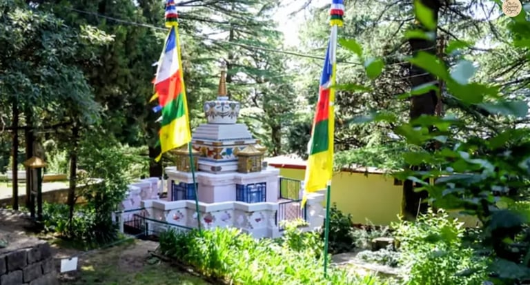 Buddhist stupa at Tushita Meditation Center Dharamkot.