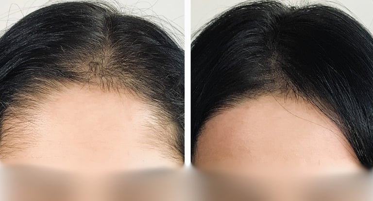 avant après d'une tricopigmentation en effet densité pour une perte de densité femme
