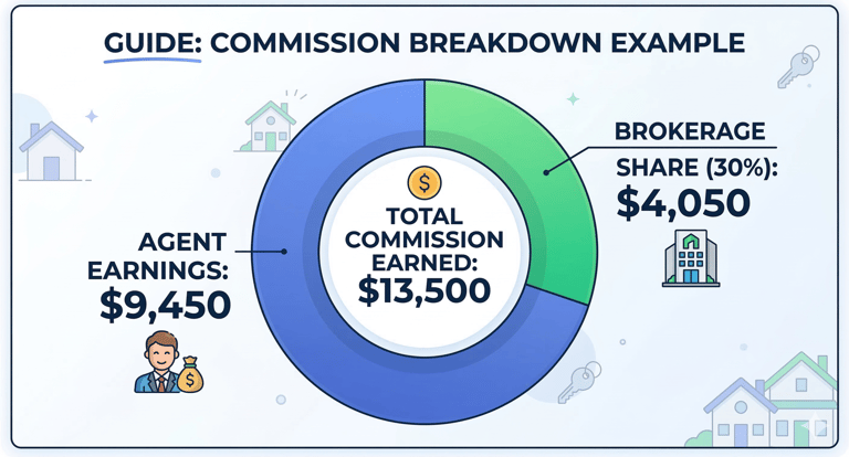 3D image of real estate agent commission breakdown example