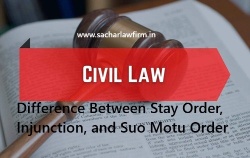 Difference Between Stay Order, Injunction, and Suo Motu Order