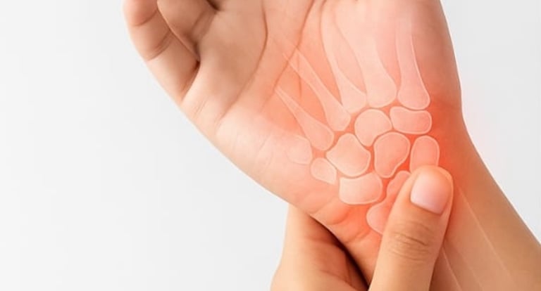 Swollen wrist showing early signs of carpal tunnel syndrome.