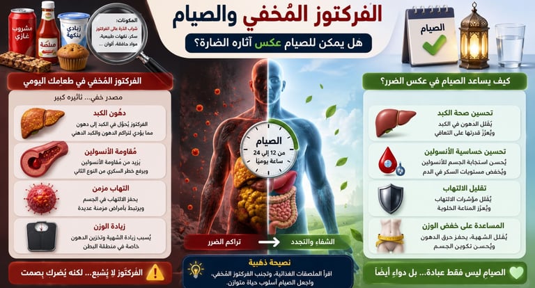 الفركتوزالمُخفي والصيام:هل يمكن للصيام عكس آثاره الضارة؟🍭