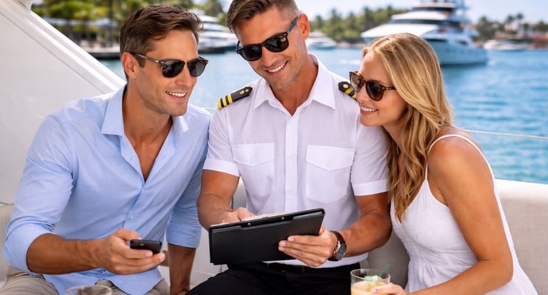 Book a private yacht rental in Miami with professional captain and luxury charter service