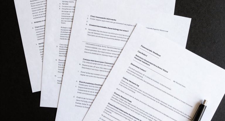 Human Resources application forms and black pens on a desk for hiring and recruitment.