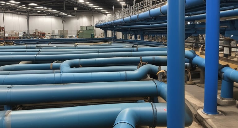 A man is working in a room with a marble-tiled wall and a window surrounded by metal frames. The man is wearing a gray shirt and white pants, using tools for what appears to be an installation or maintenance task. The ceiling is blue with several recessed lights.