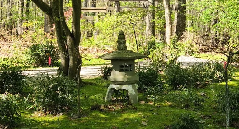 Huntsville, AL - A Japanese statue in the Gardens at Monte Sano Park