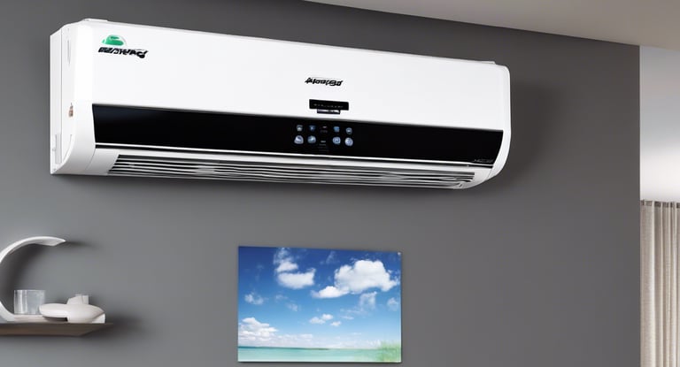 a picture of a modern air conditioner , todos los equipos del mercado para practicar equipos reales