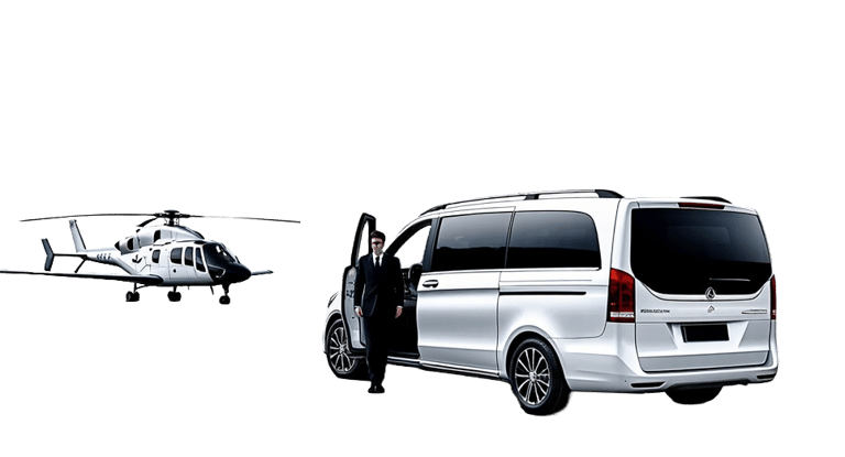 Transfert VTC luxe en Mercedes Classe V – Service premium pour aviation privée et hélicoptères.