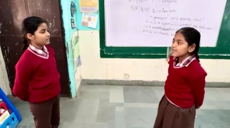 MCD school students speaking to each other in french