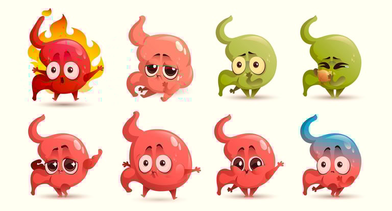 Health Vibes - your stomach's reaction to spicy foods,, dehydration, acid reflux, constipation,