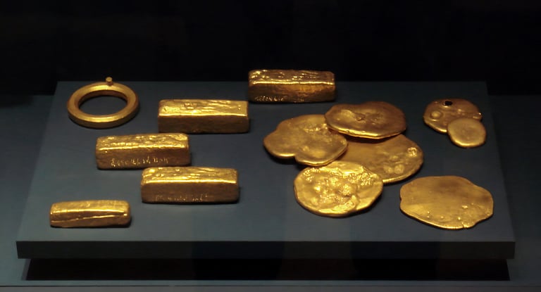 Kushan gold ingots, from the Dalverzin Tepe treasure, 1st century CE