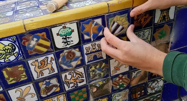 Proceso de restauración de la fuente del Consulado de Italia en Rosario realizada por Almapiedra.