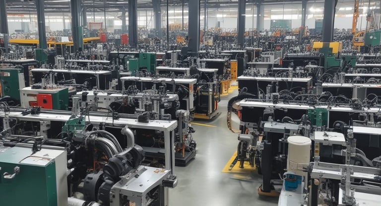 Industrial electrical control panels and server racks in a modern clean room facility.