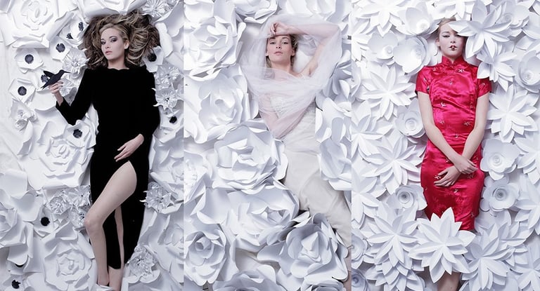 Elizabeth Lotz (Liz Lotz) art director fashion prop design artist paper flower installation model backdrop design