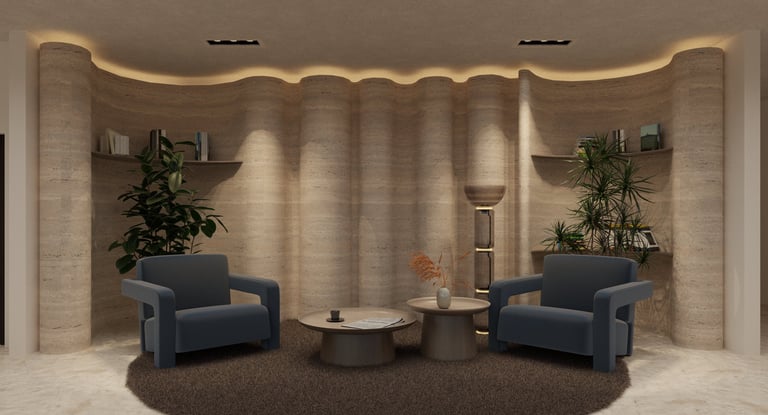 Contemporary residential lounge corner with armchairs in Dubai Jumeirah Golf Estates villa