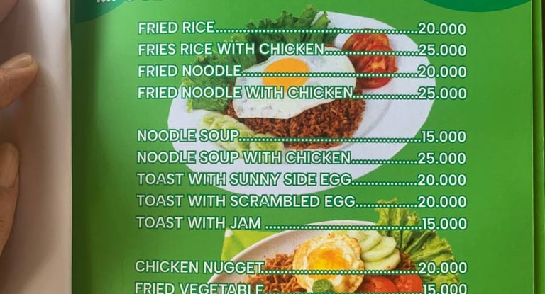 a menu of a restaurant menu with a menu
