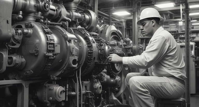 Close-up of ship parts and tools arranged neatly during a docking preparation.