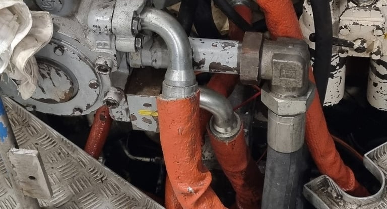 intervention sur flexibles, flexibles, moteur, pompe, maintenance navale